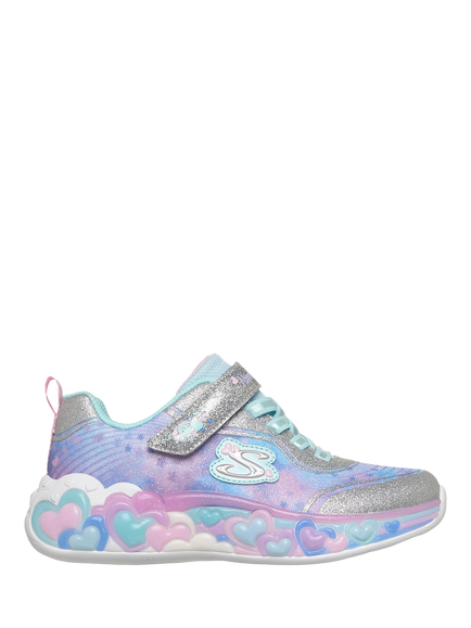 Skechers Kids' S-Lights Eternal Heart Lights Trainers, Silver/Multi, Silver/Multi