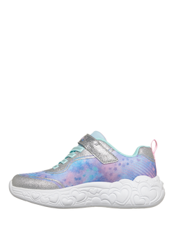 Skechers Kids' S-Lights Eternal Heart Lights Trainers, Silver/Multi - view 2, Silver/Multi