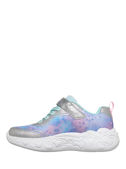 Skechers Kids' S-Lights Eternal Heart Lights Trainers, Silver/Multi - view 2, Silver/Multi