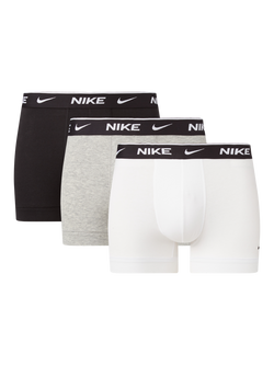Nike Cotton Stretch Trunks, Pack of 3, White/Grey/Black