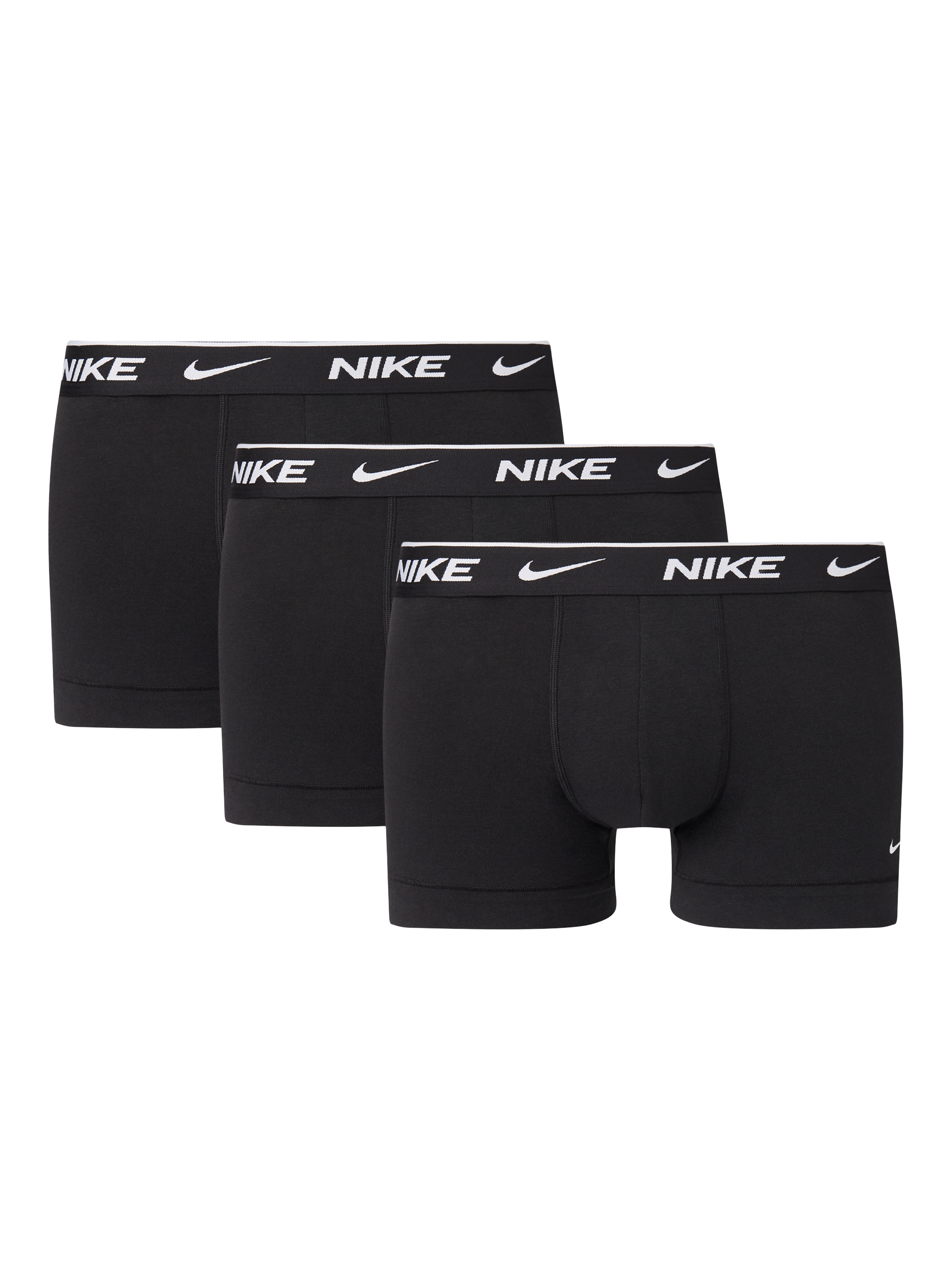 Product image 1 of 1, which shows Nike Cotton Stretch Trunks, Pack of 3, Black, XS