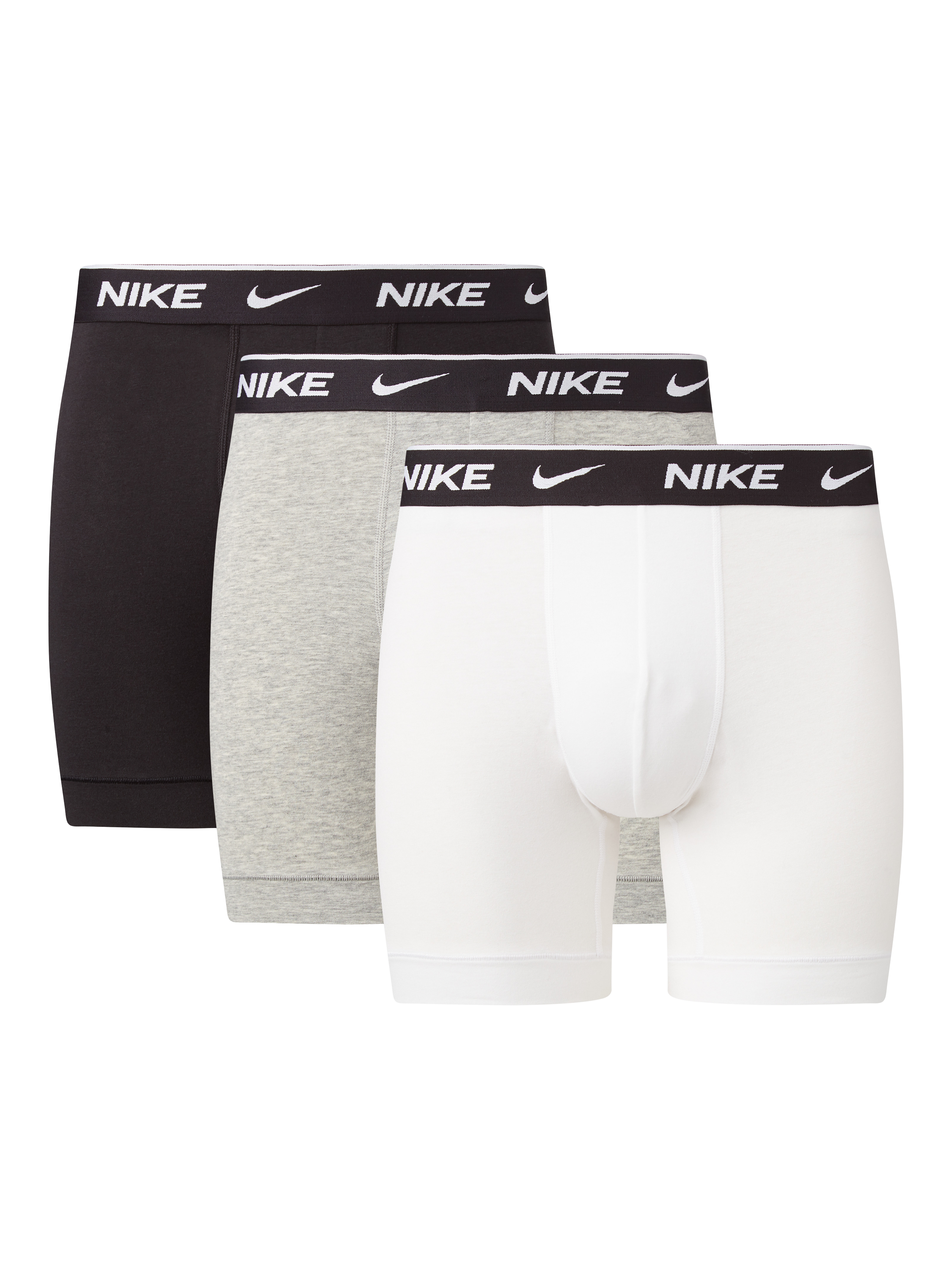 Nike Cotton Stretch Boxers, Pack of 3, White/Grey/Black