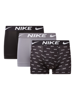 Nike Essential Microfibre Trunks, Pack of 3, Black/Grey/Multi, Black/Grey/Multi
