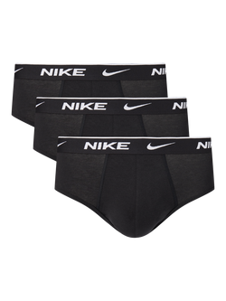 Nike Cotton Stretch Hip Briefs, Pack of 3, Black, Black