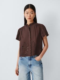 AND/OR Lolita Cutwork Short Sleeve Shirt, Brown