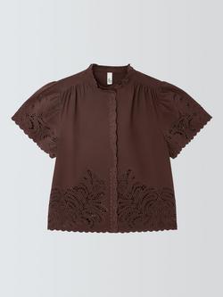 AND/OR Lolita Cutwork Shirt, Brown, Brown