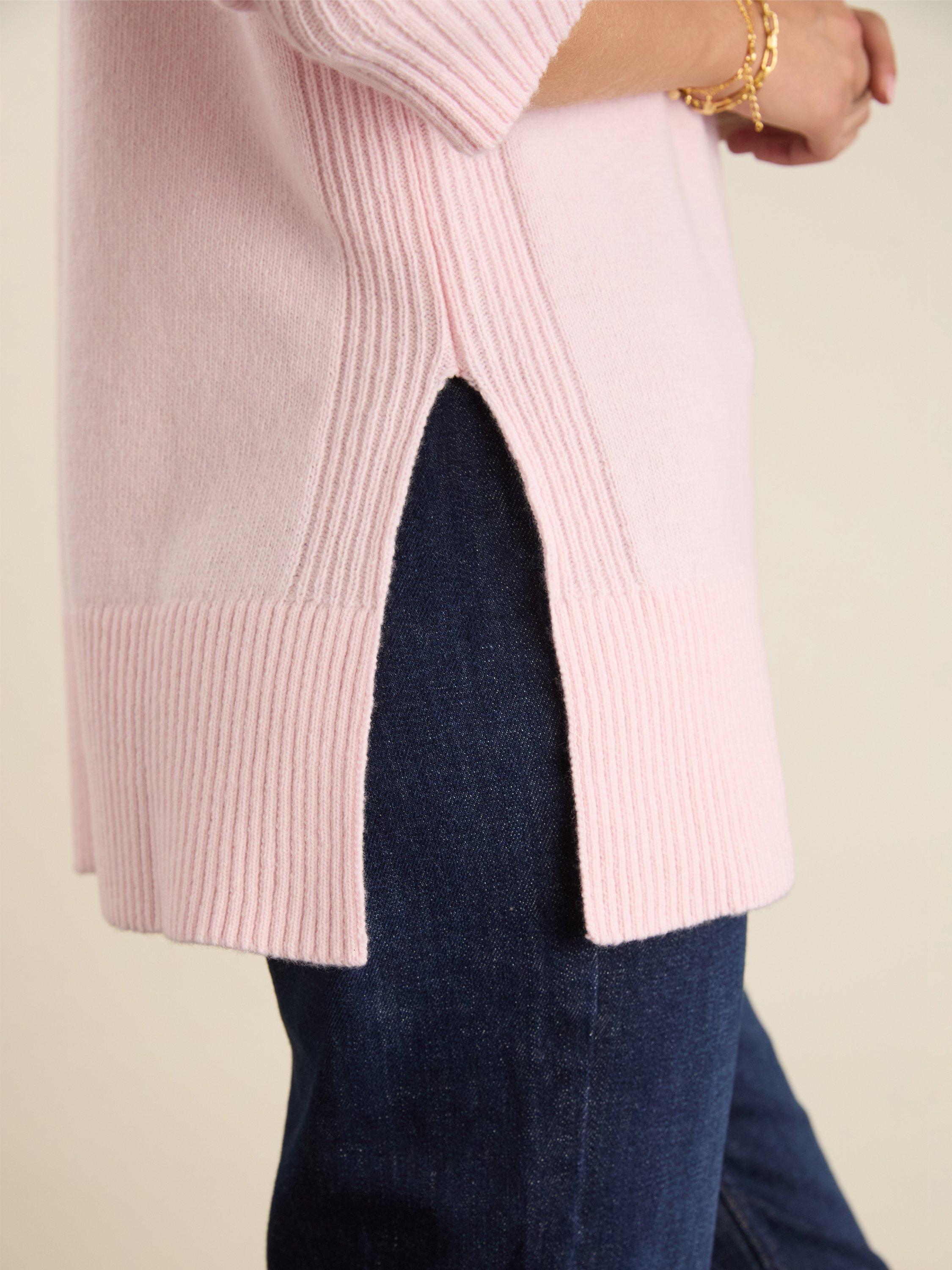 Product image 4 of 6, which shows Baukjen Malin Wool Blend Roll Neck Jumper, Powder Pink, 10