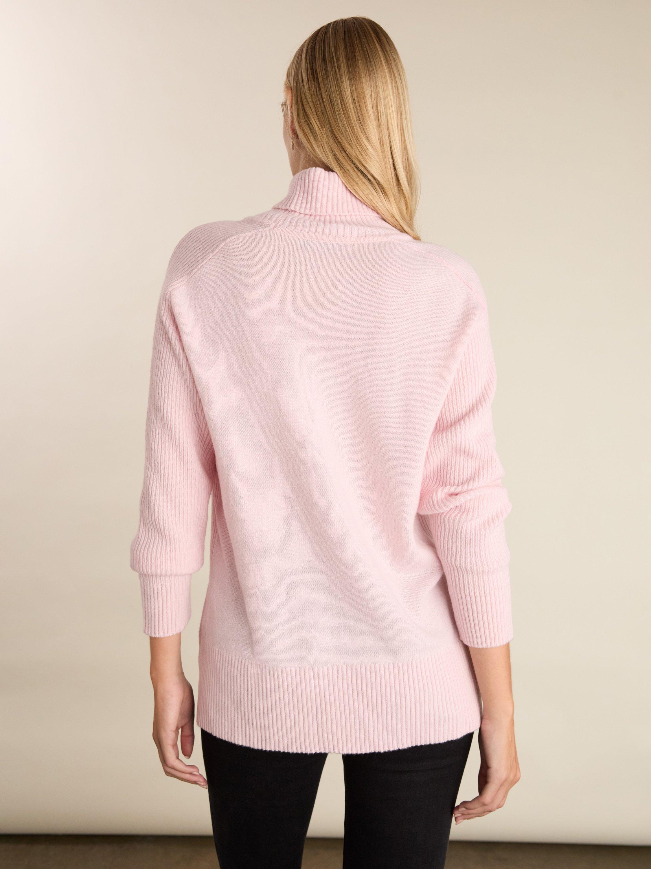 Product image 6 of 6, which shows Baukjen Malin Wool Blend Roll Neck Jumper, Powder Pink, 10
