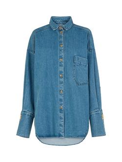 AKYN Fenella Oversized Denim Shirt, Blue, Blue