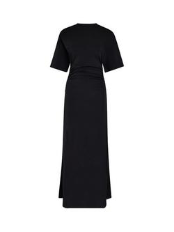 AKYN Charli Draped Midi Dress, Black, Black