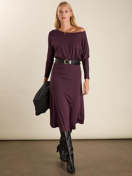 Baukjen Sarah Jersey Midi Dress containing LENZING™ ECOVERO™ Viscose, Plum, Plum