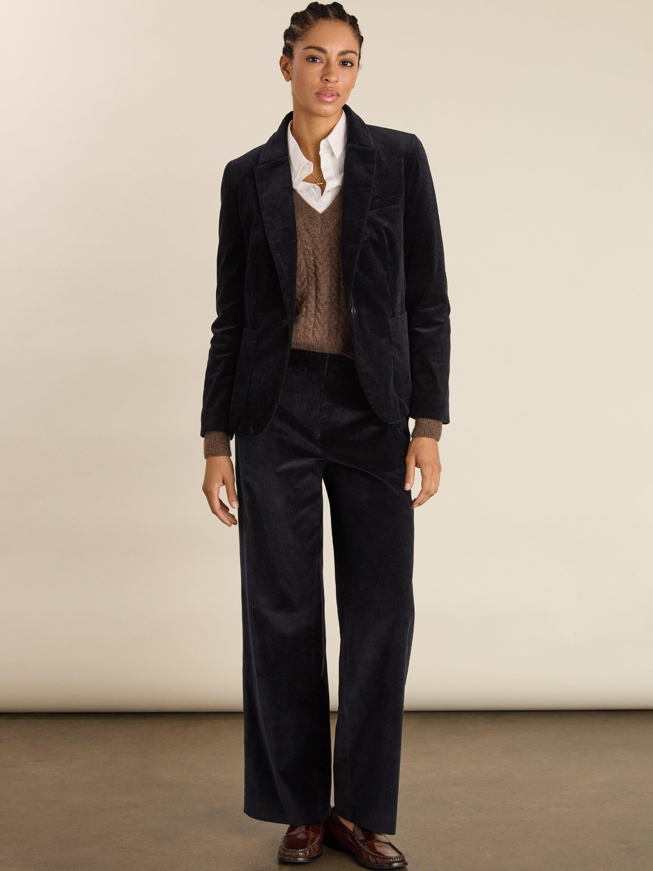 Product image 1 of 3, which shows Baukjen Wanda Corduroy Blazer, Classic Navy, 10