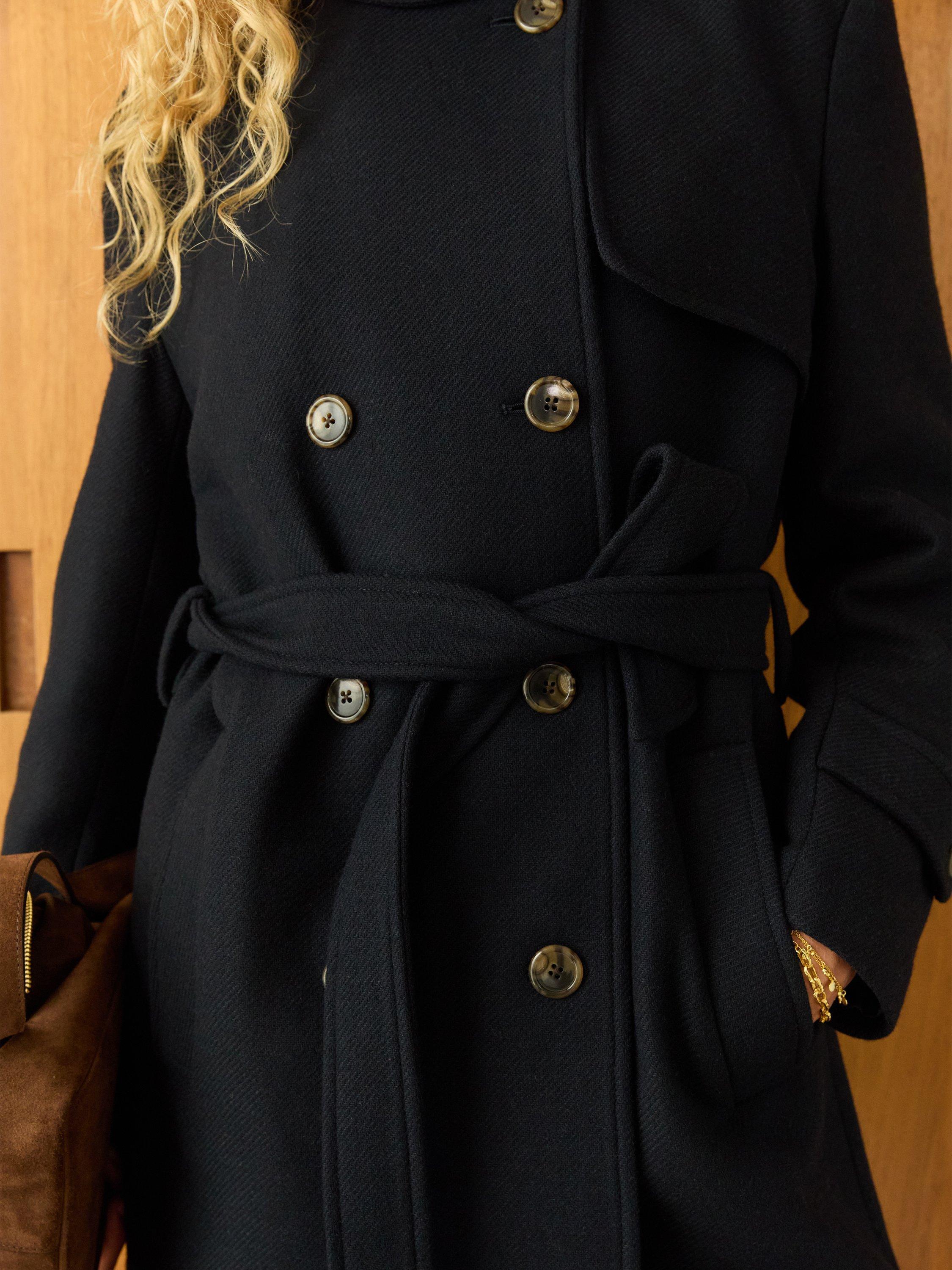 Product image 4 of 7, which shows Baukjen Ingrid Wool Blend Double Breasted Trench Coat, Classic Navy, 10