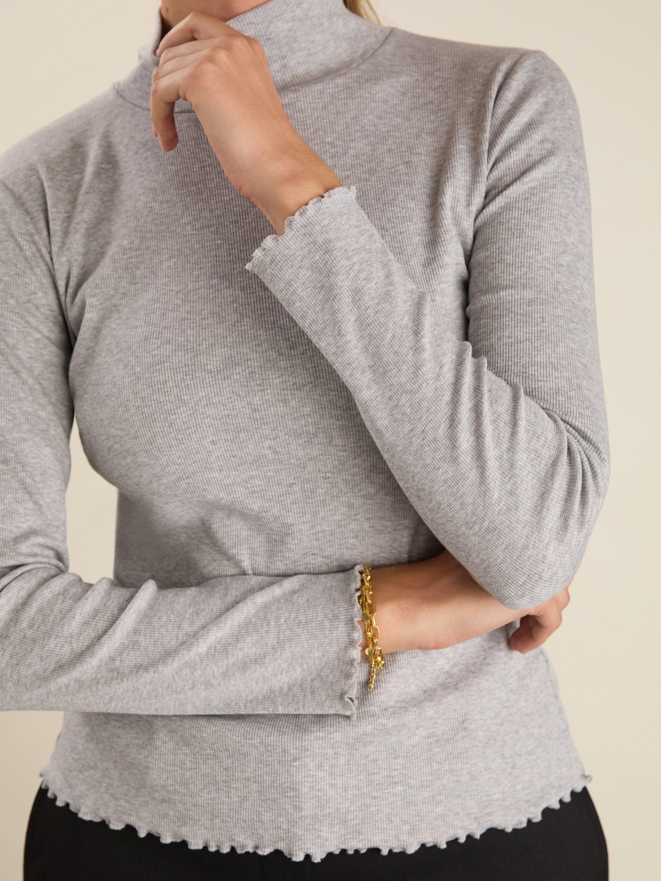 Product image 2 of 5, which shows Baukjen Paige Luxe Turtleneck Top, Grey Marl, 8