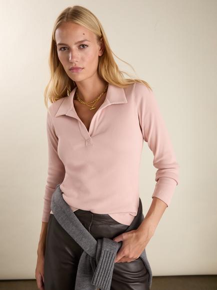 Baukjen Fern Organic Cotton Long Sleeve Jersey Top - view 2, Powder Pink