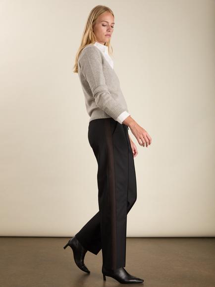 Baukjen Donna Wool Blend Wide Leg Trousers, Black/Multi