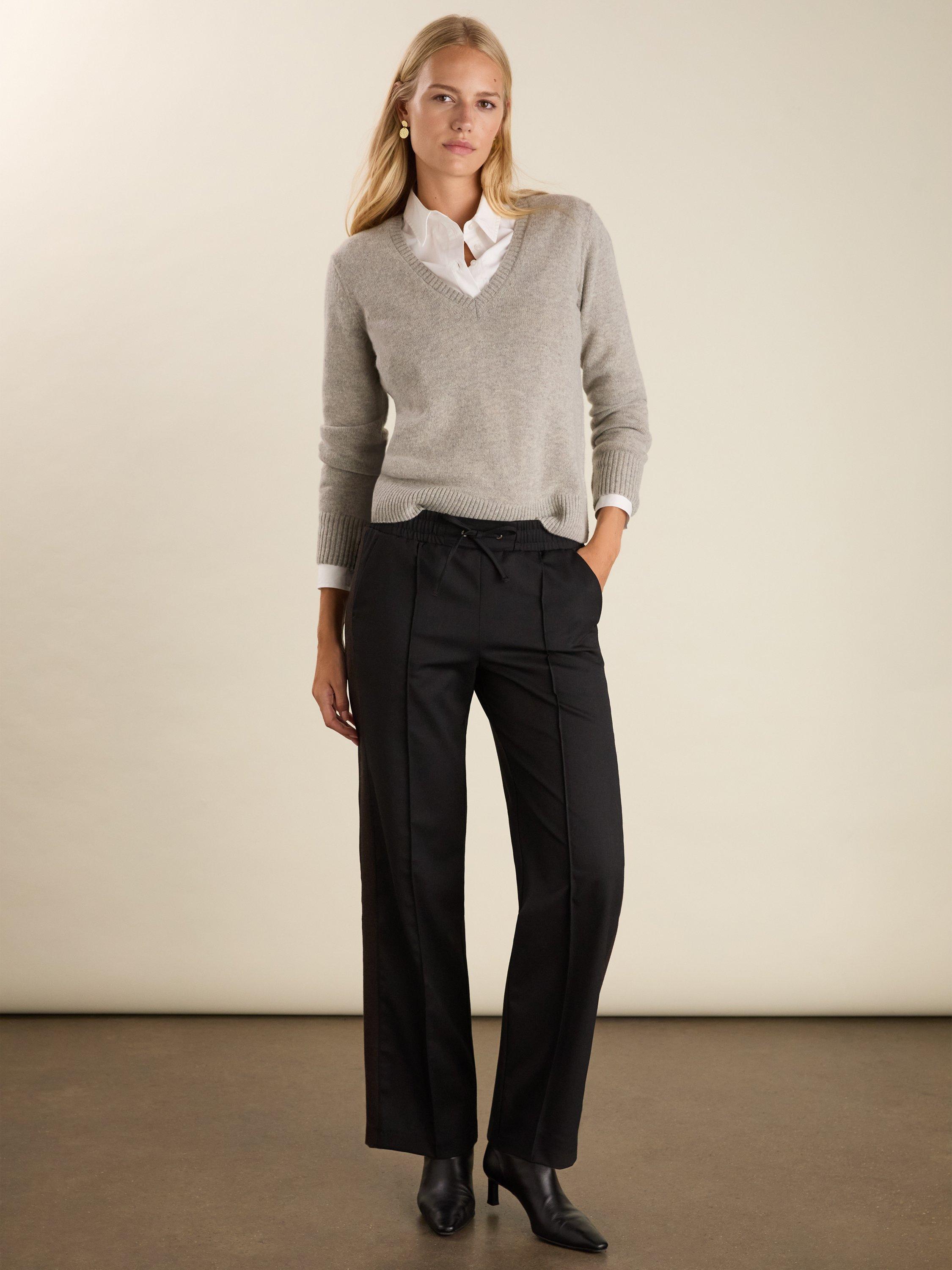 Product image 2 of 5, which shows Baukjen Donna Wool Blend Wide Leg Trousers, Black/Multi, 10