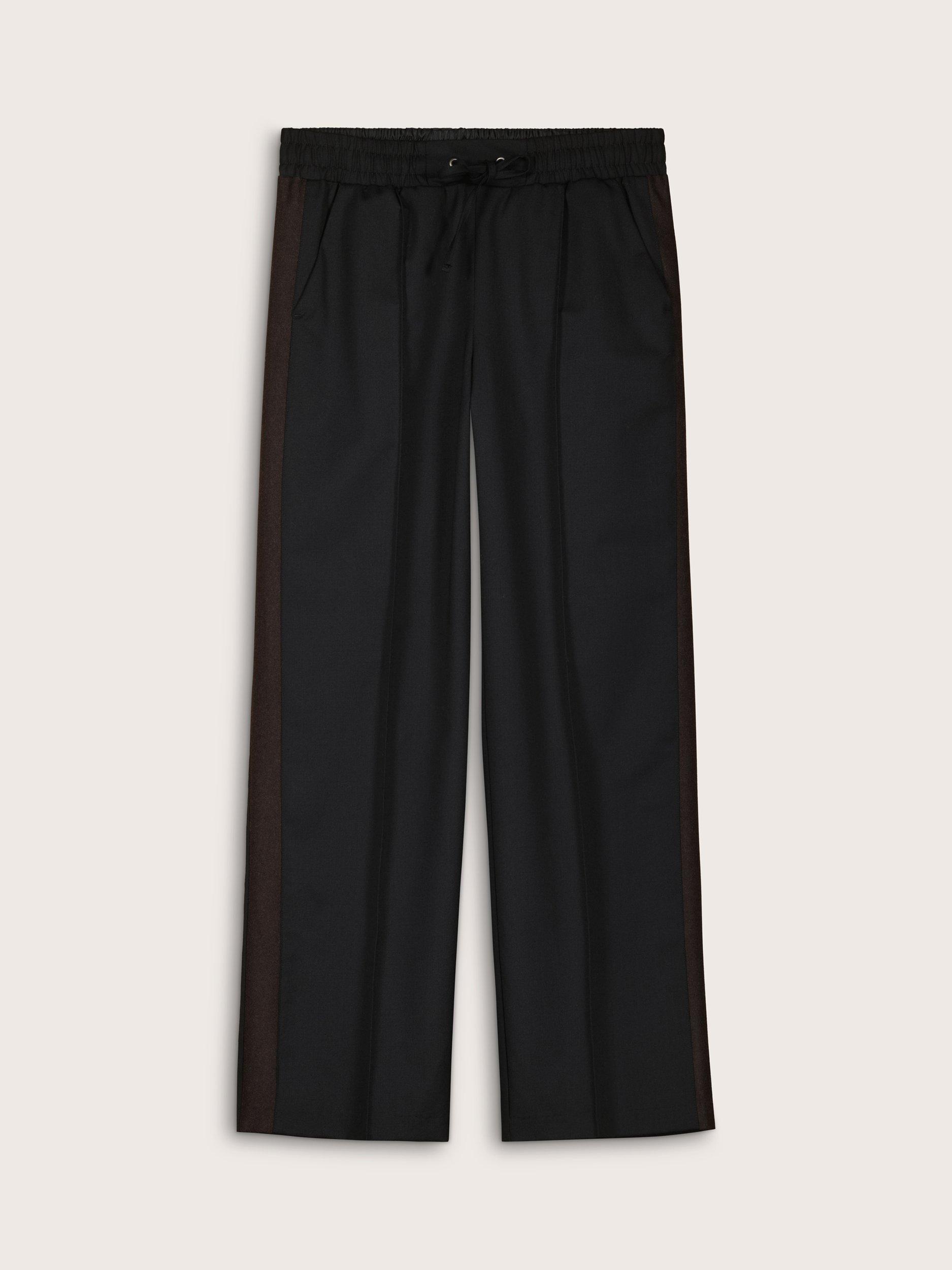 Product image 4 of 5, which shows Baukjen Donna Wool Blend Wide Leg Trousers, Black/Multi, 10