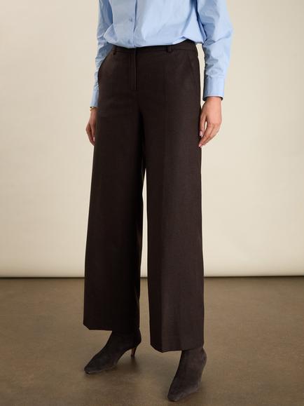 Baukjen Easton Wool Blend Wide Leg Trousers - view 2, Dark Chocolate