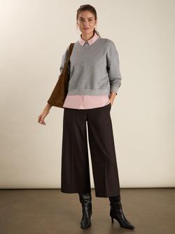 Baukjen Gilma Wool Blend Wide Leg Cropped Trousers, Dark Chocolate