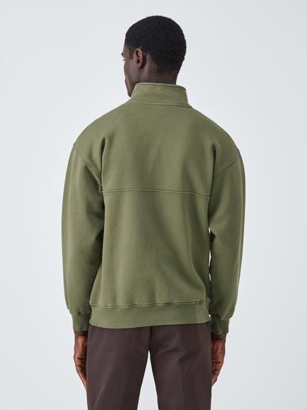 Colorful Standard Cotton Quarter Zip Sweatshirt - view 2, Dusty Olive