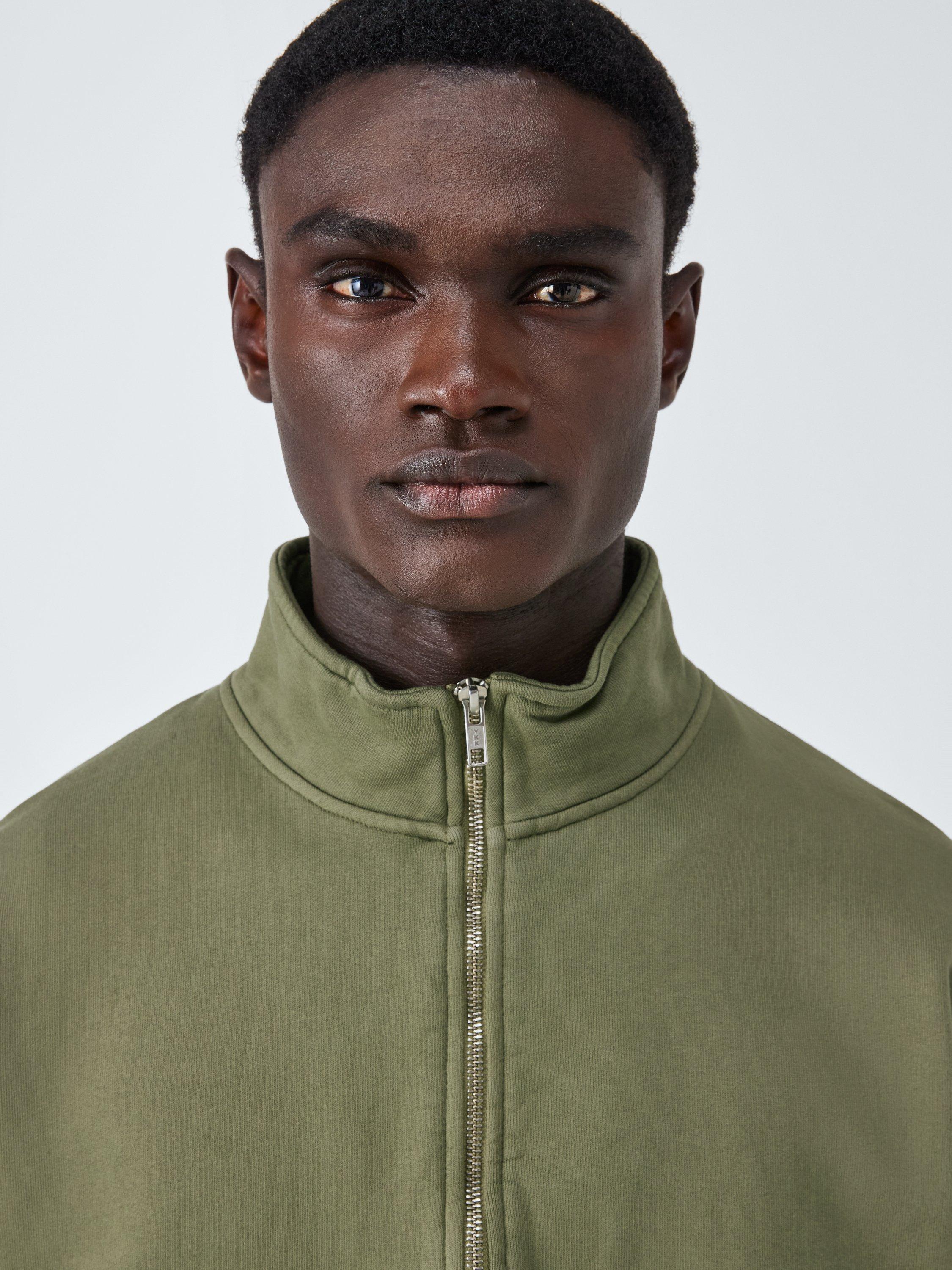 Product image 6 of 6, which shows Colorful Standard Cotton Quarter Zip Sweatshirt, Dusty Olive, S
