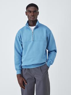 Colorful Standard Cotton Quarter Zip Sweatshirt - view 2, Seaside Blue