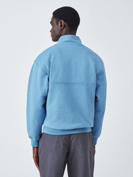 Colorful Standard Cotton Quarter Zip Sweatshirt, Seaside Blue