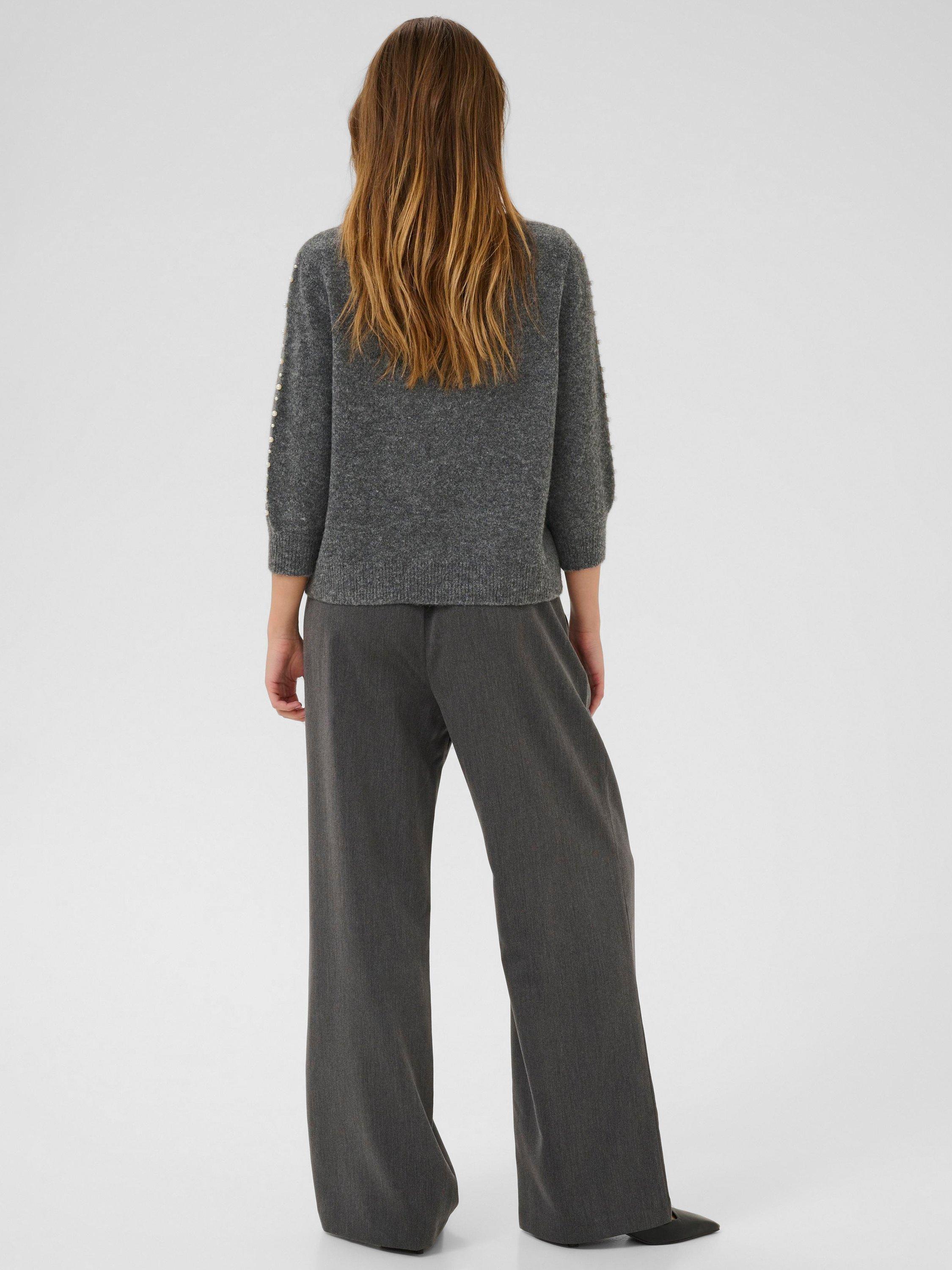 Product image 2 of 6, which shows KAFFE Curve Betty Embellished Sleeve Jumper, Grey, XS