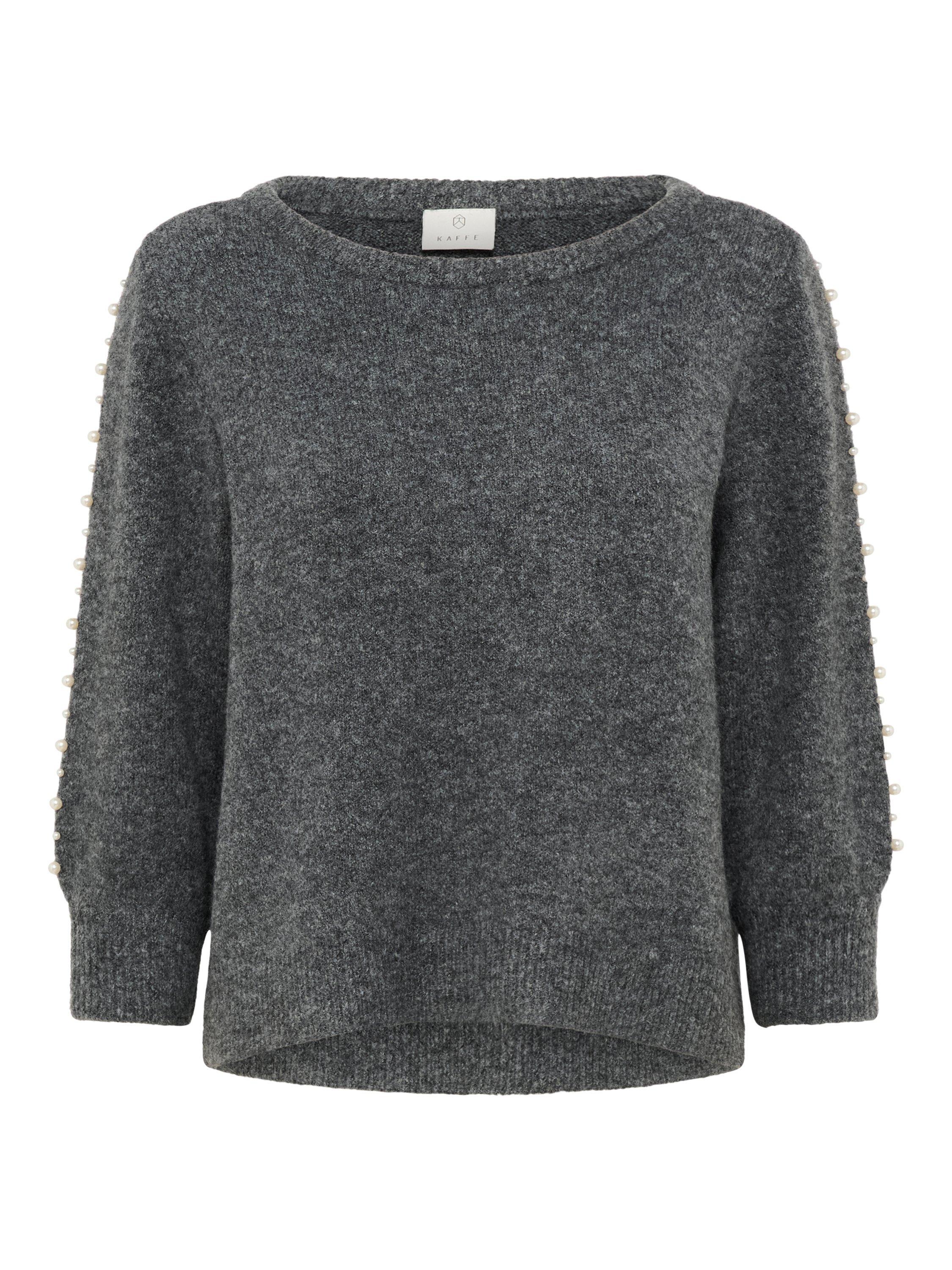 Product image 5 of 6, which shows KAFFE Curve Betty Embellished Sleeve Jumper, Grey, XS