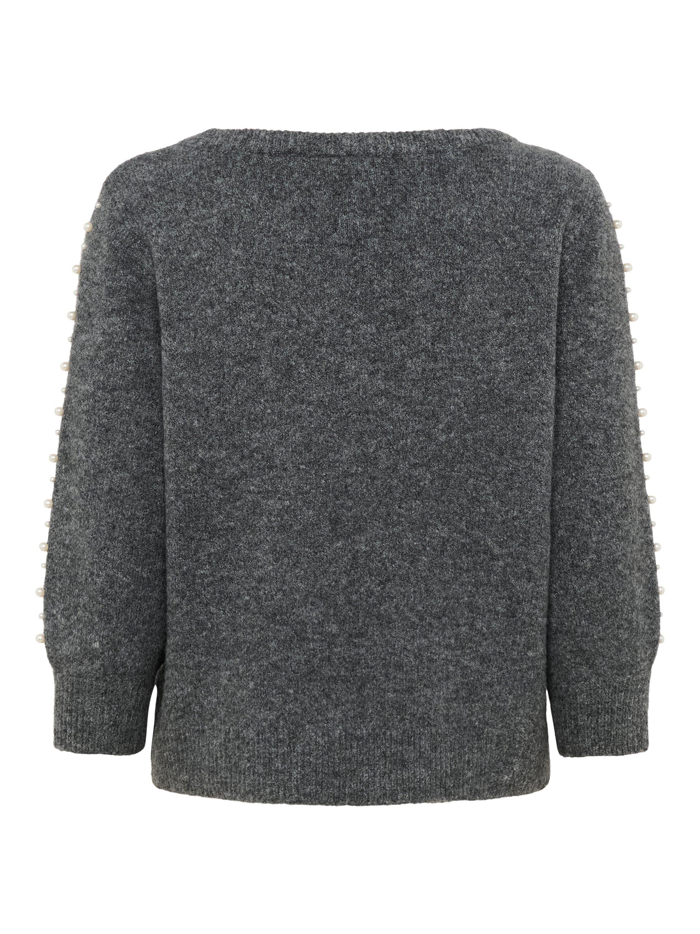 Product image 6 of 6, which shows KAFFE Curve Betty Embellished Sleeve Jumper, Grey, XS