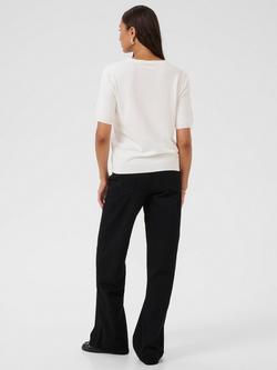 KAFFE Curve Carly Embellished Neck Short Sleeve Jumper, Chalk - view 2, Chalk