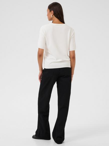 KAFFE Curve Carly Embellished Neck Short Sleeve Jumper, Chalk - view 2, Chalk