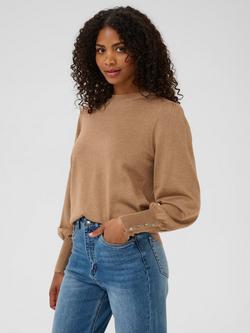 KAFFE Curve Lizza Balloon Sleeve Jumper, Toasted Coconut Mela