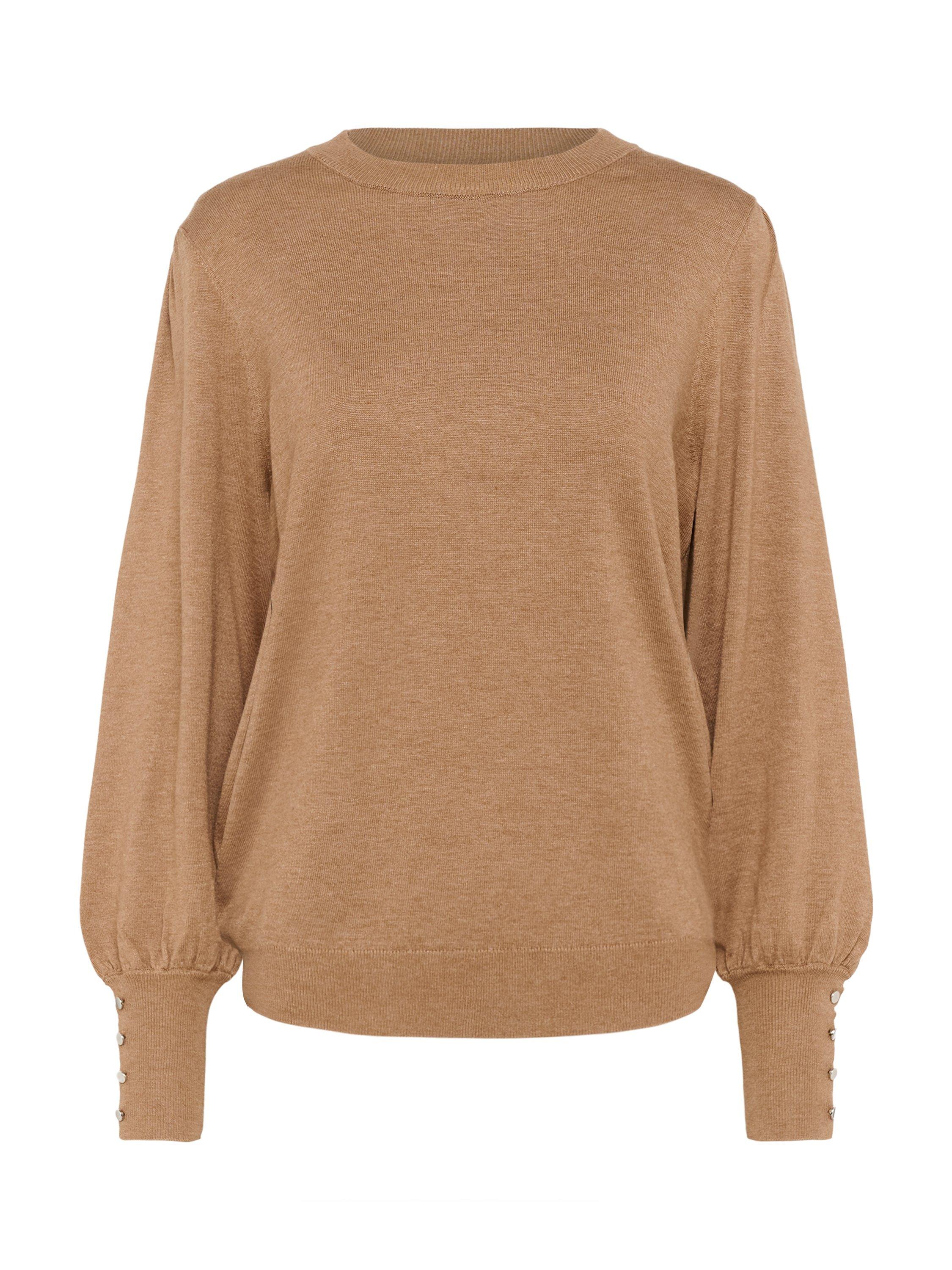 Product image 5 of 6, which shows KAFFE Curve Lizza Balloon Sleeve Jumper, Toasted Coconut Mela, XS