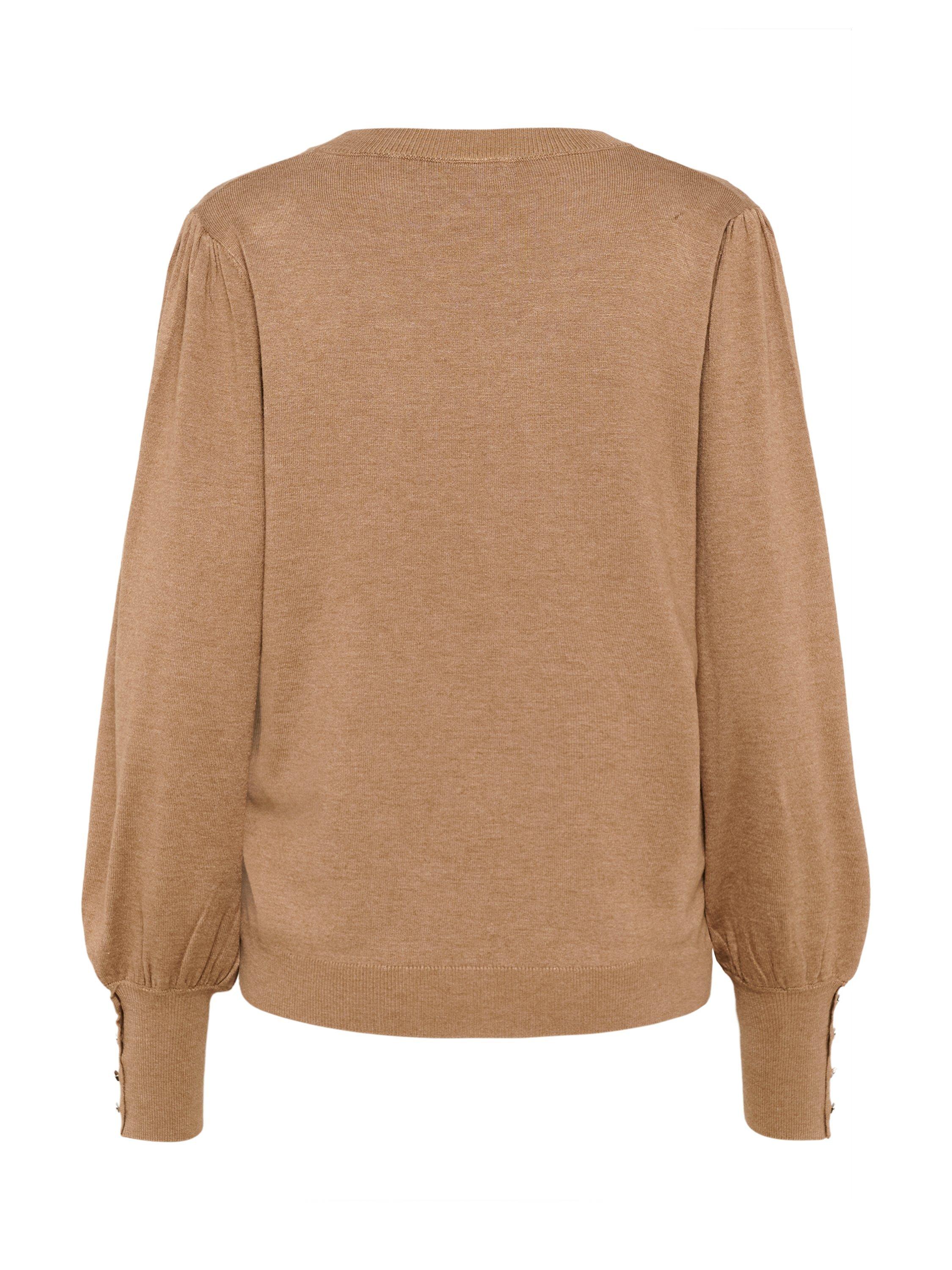 Product image 6 of 6, which shows KAFFE Curve Lizza Balloon Sleeve Jumper, Toasted Coconut Mela, XS