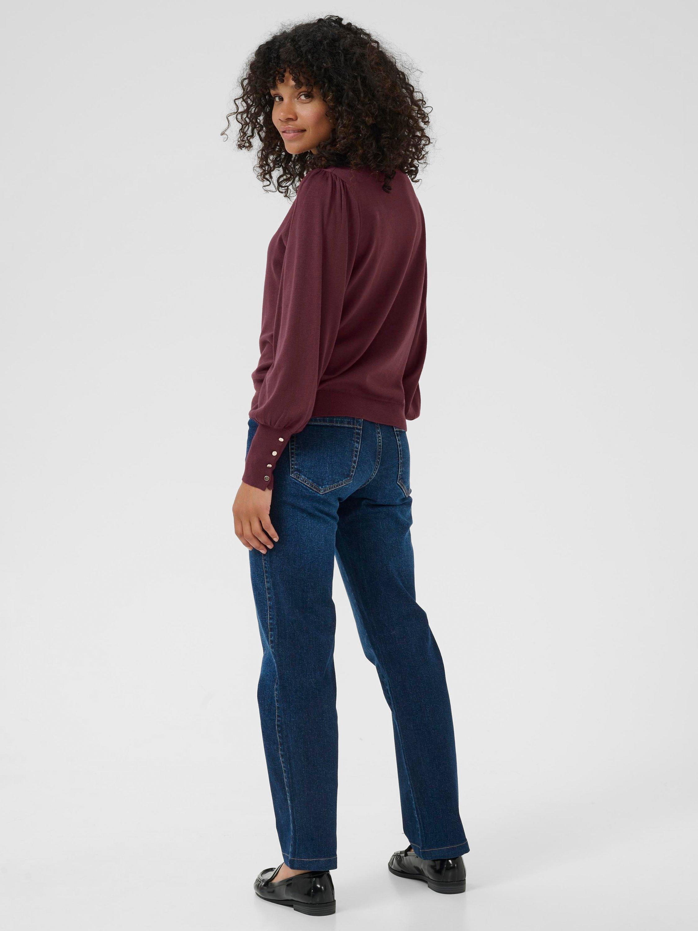 Product image 2 of 6, which shows KAFFE Curve Lizza Balloon Sleeve Jumper, Windsor Wine, XS