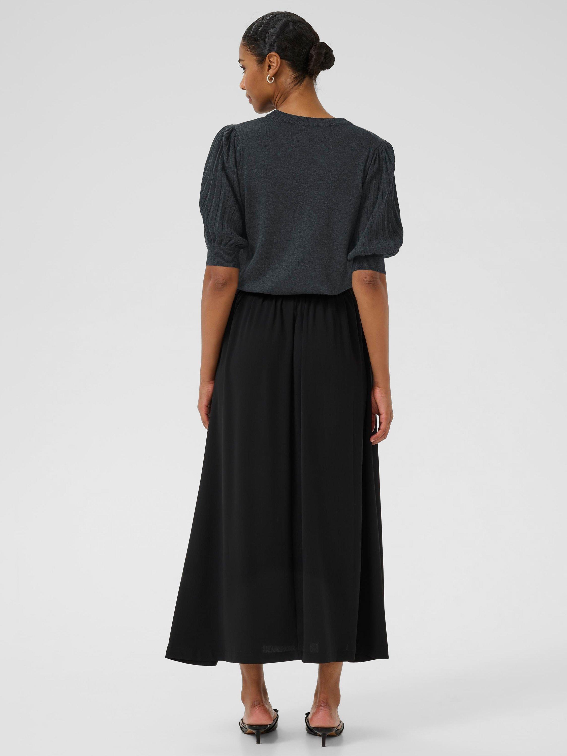 Product image 2 of 6, which shows KAFFE Curve Lone Short Sleeve Jumper, Dark Grey Melange, XS