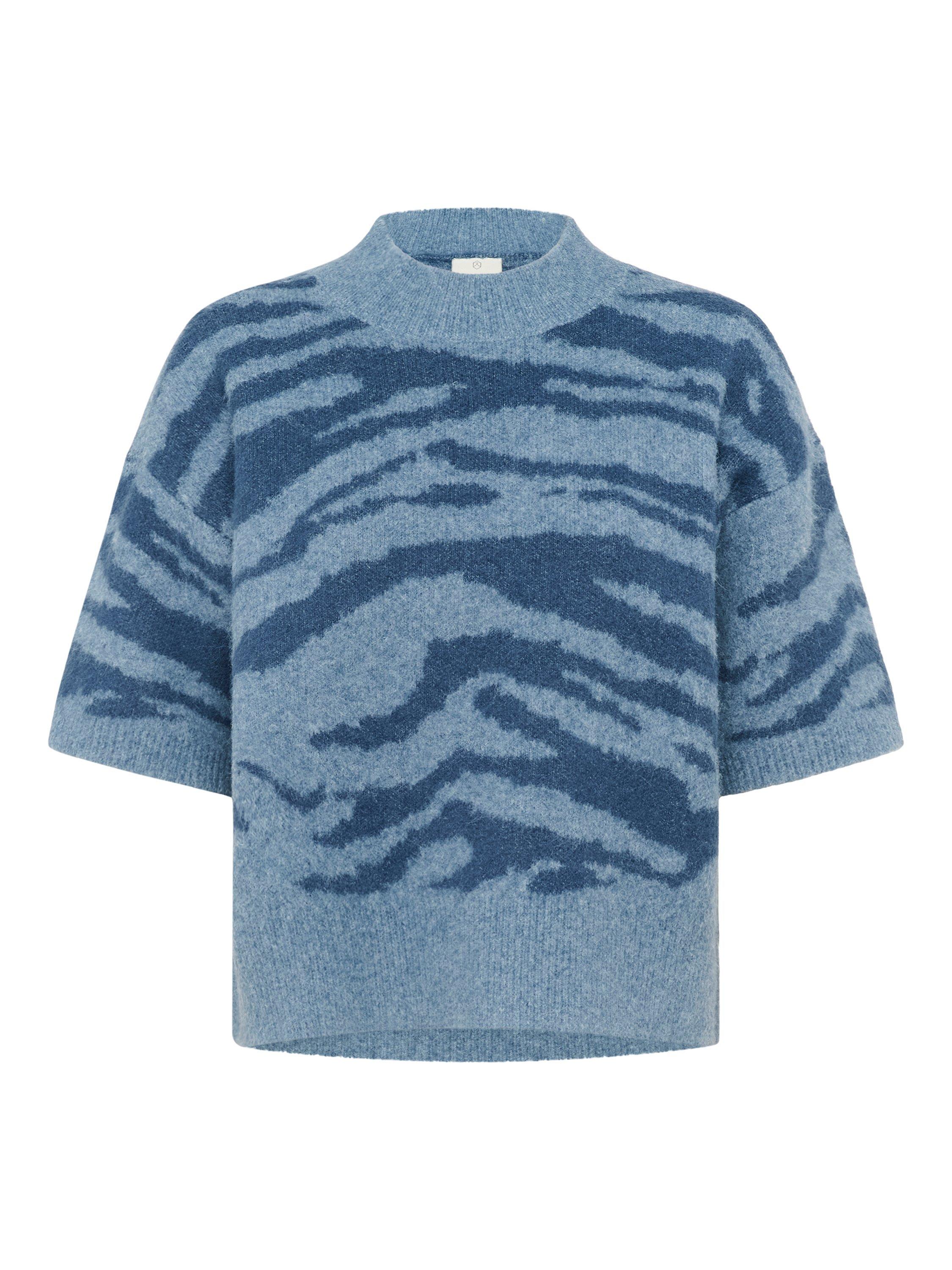 Product image 5 of 6, which shows KAFFE Curve Sandra Animal Print Jumper, Windward Blue/Bering, XS