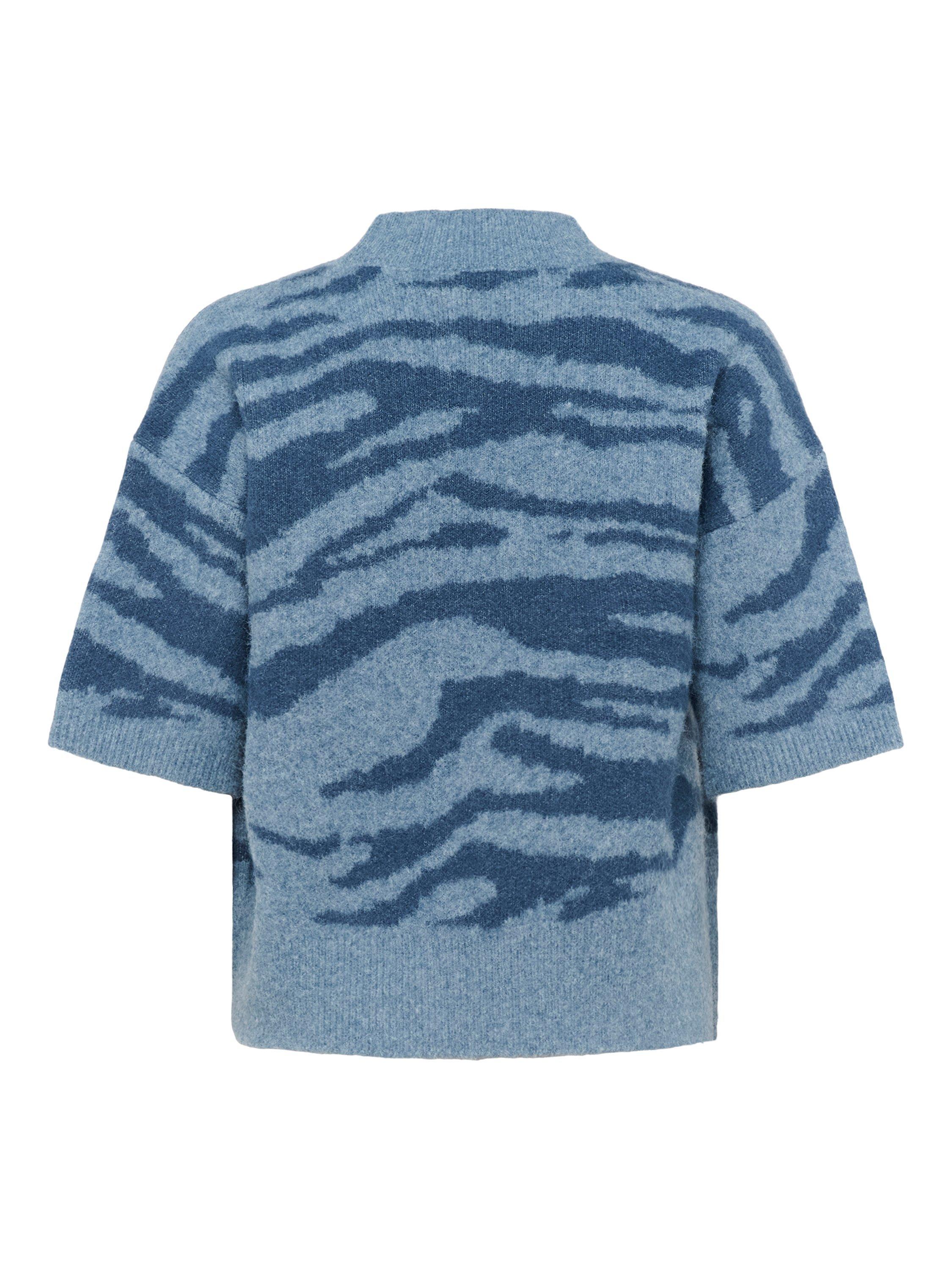Product image 6 of 6, which shows KAFFE Curve Sandra Animal Print Jumper, Windward Blue/Bering, XS