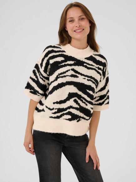 KAFFE Curve Sandra Animal Print Jumper, Turtledove/Black
