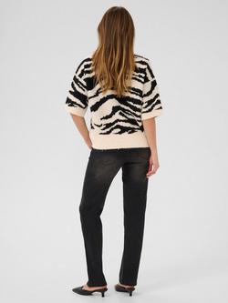 KAFFE Curve Sandra Animal Print Jumper - view 2, Turtledove/Black
