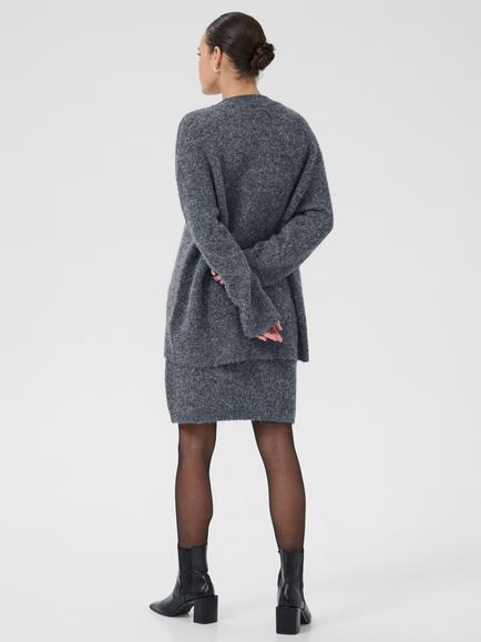 KAFFE Curve Trudy V-Neck Jumper, Dark Grey Melange - view 2, Dark Grey Melange