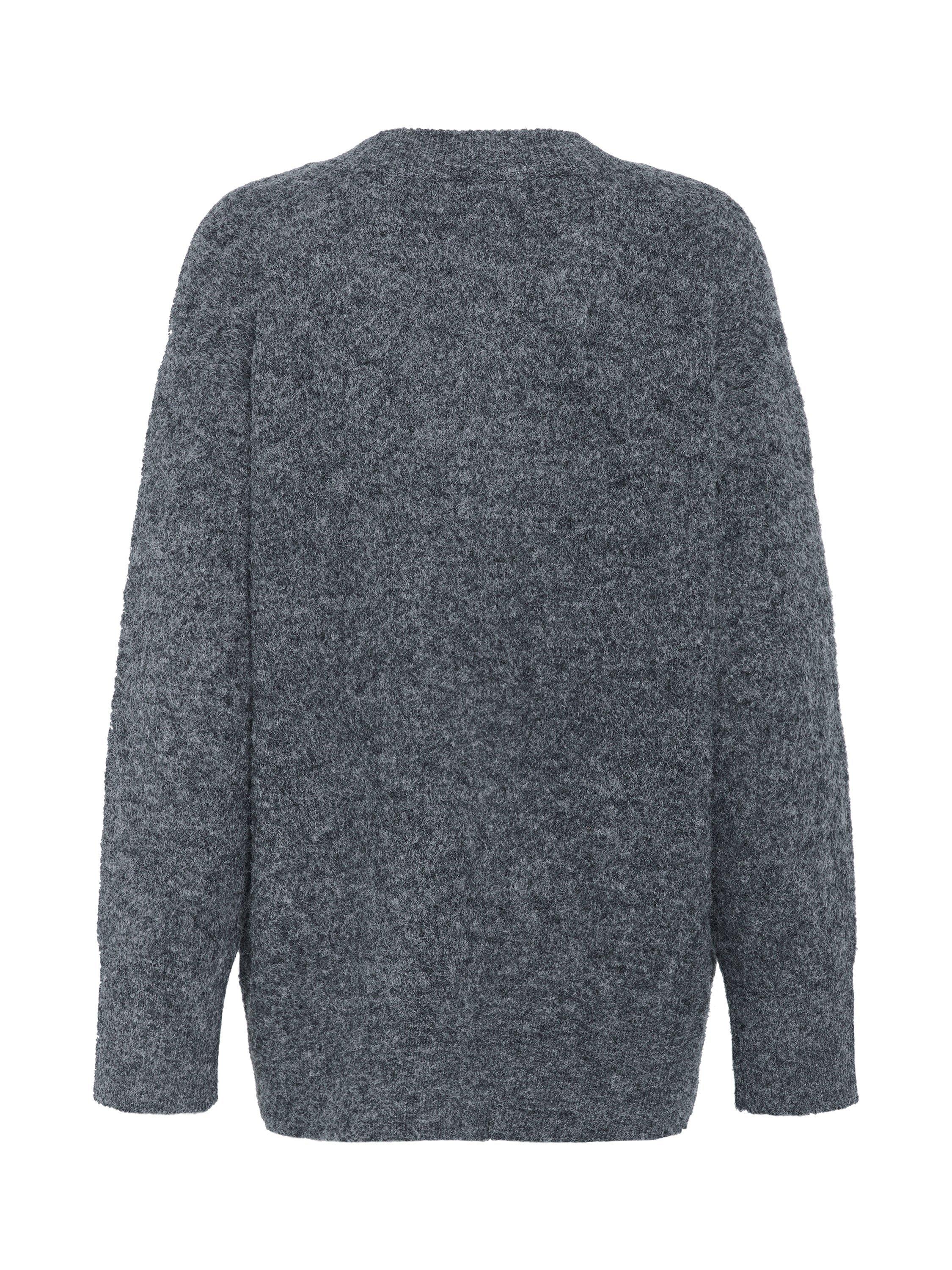 Product image 6 of 6, which shows KAFFE Curve Trudy V-Neck Jumper, Dark Grey Melange, XS