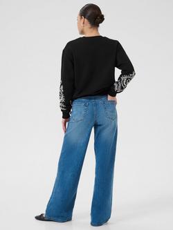 KAFFE Curve Vivian Floral Sleeve Jumper, Black Deep - view 2, Black Deep