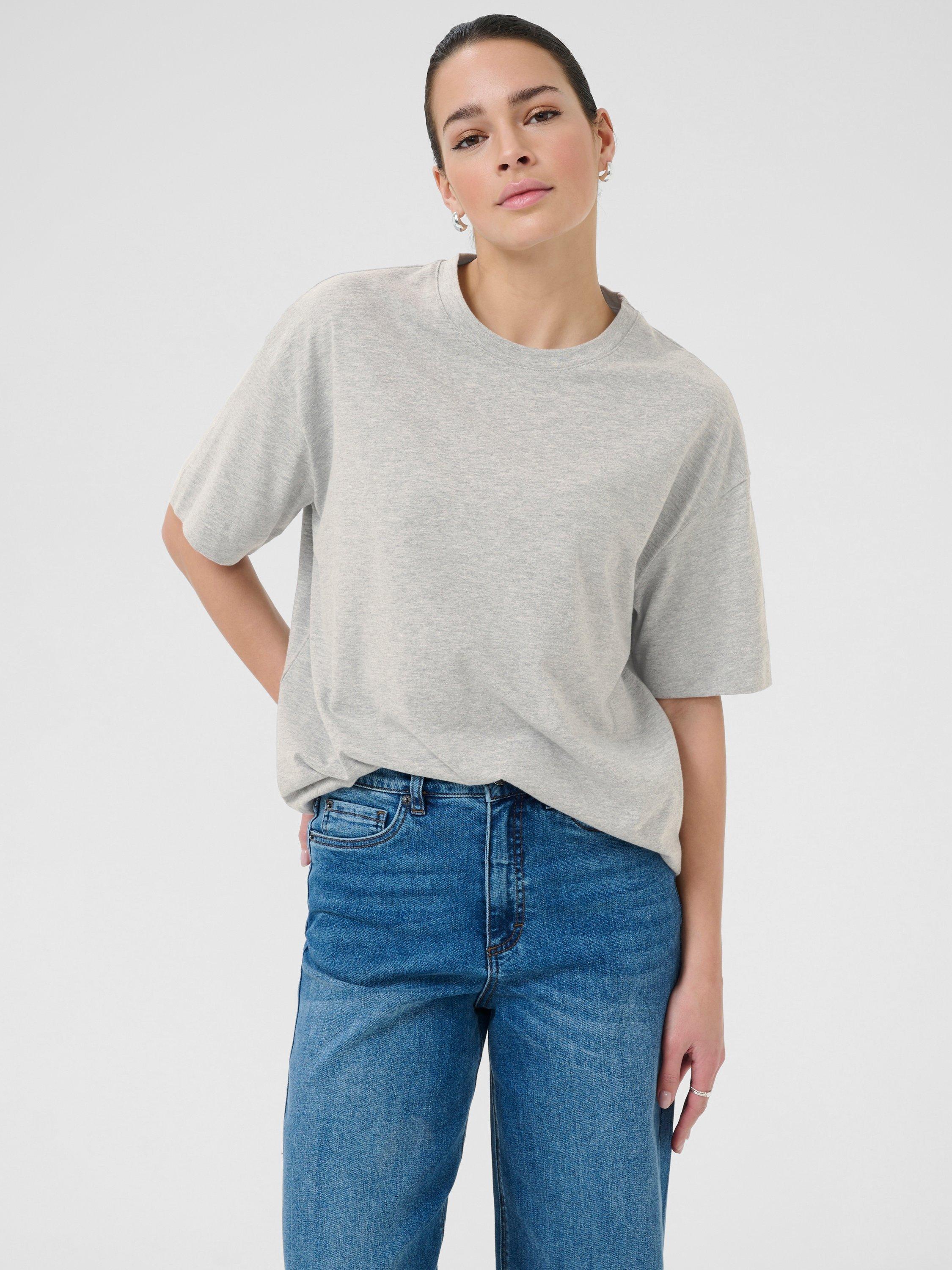 Product image 1 of 6, which shows KAFFE Curve Tomina Oversized T-Shirt, Grey Melange, XS