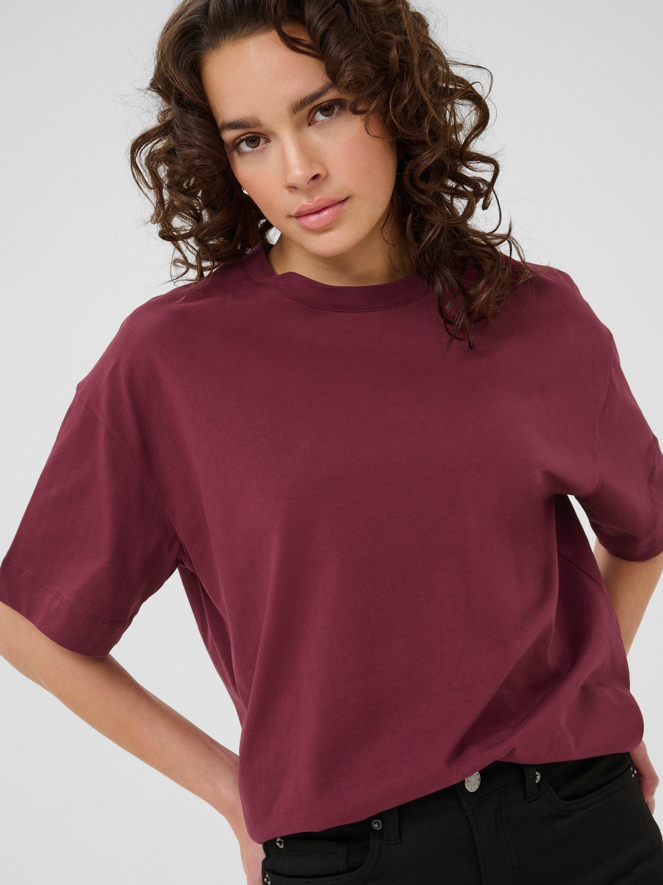 Product image 4 of 6, which shows KAFFE Curve Tomina Oversized T-Shirt, Windsor Wine, L
