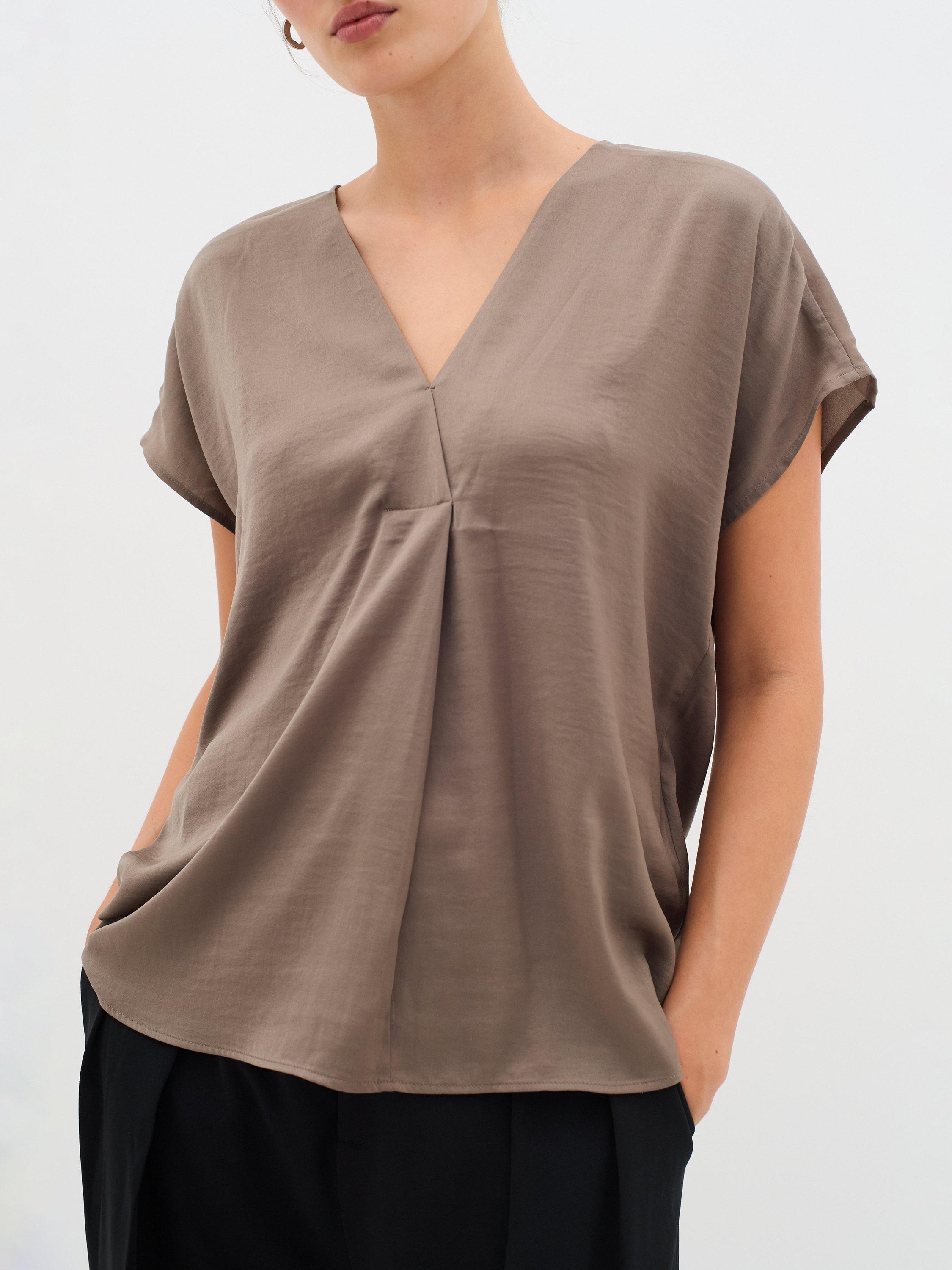 Product image 1 of 5, which shows InWear Rinda V-Neck Blouse , Sandy Grey, 8