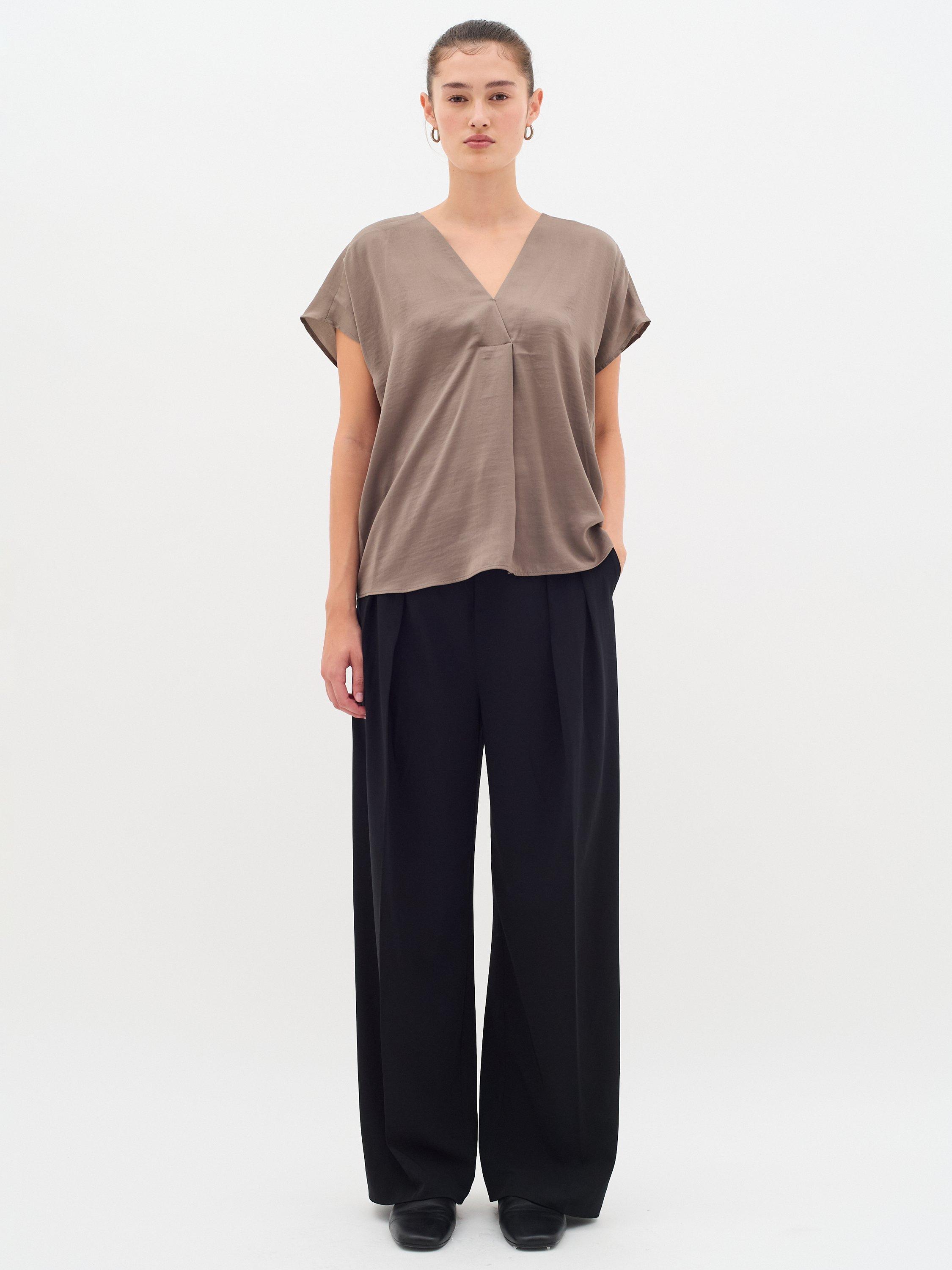Product image 3 of 5, which shows InWear Rinda V-Neck Blouse , Sandy Grey, 8