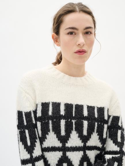 InWear Tei Fair Isle Knit Jumper, Cream/Black